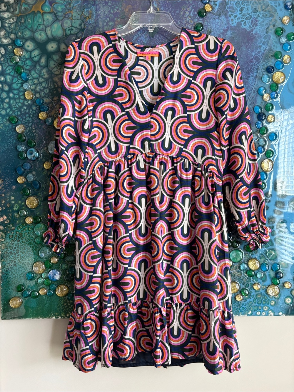 Fun Retro Mod Silk Dress Vilagallo